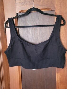H&M Black Ribbed Crop Top Size-XL